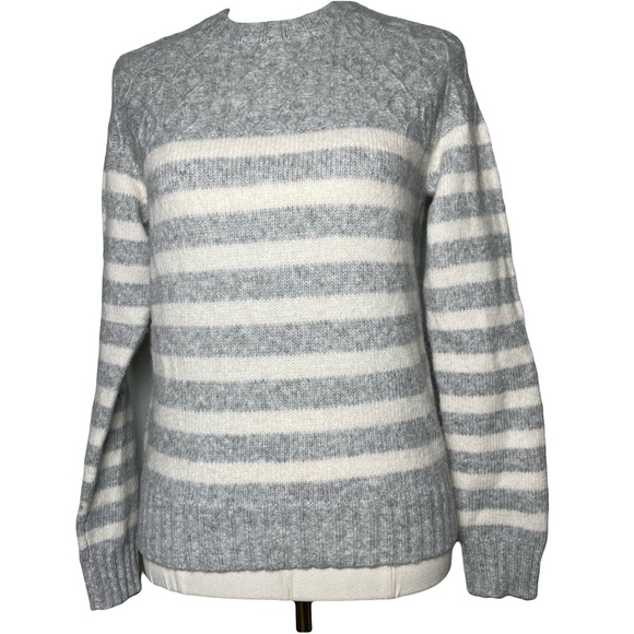 New Caslon Nordstrom Grey Heather Ivory Stripe Sweater (XS) - Picture 2 of 11